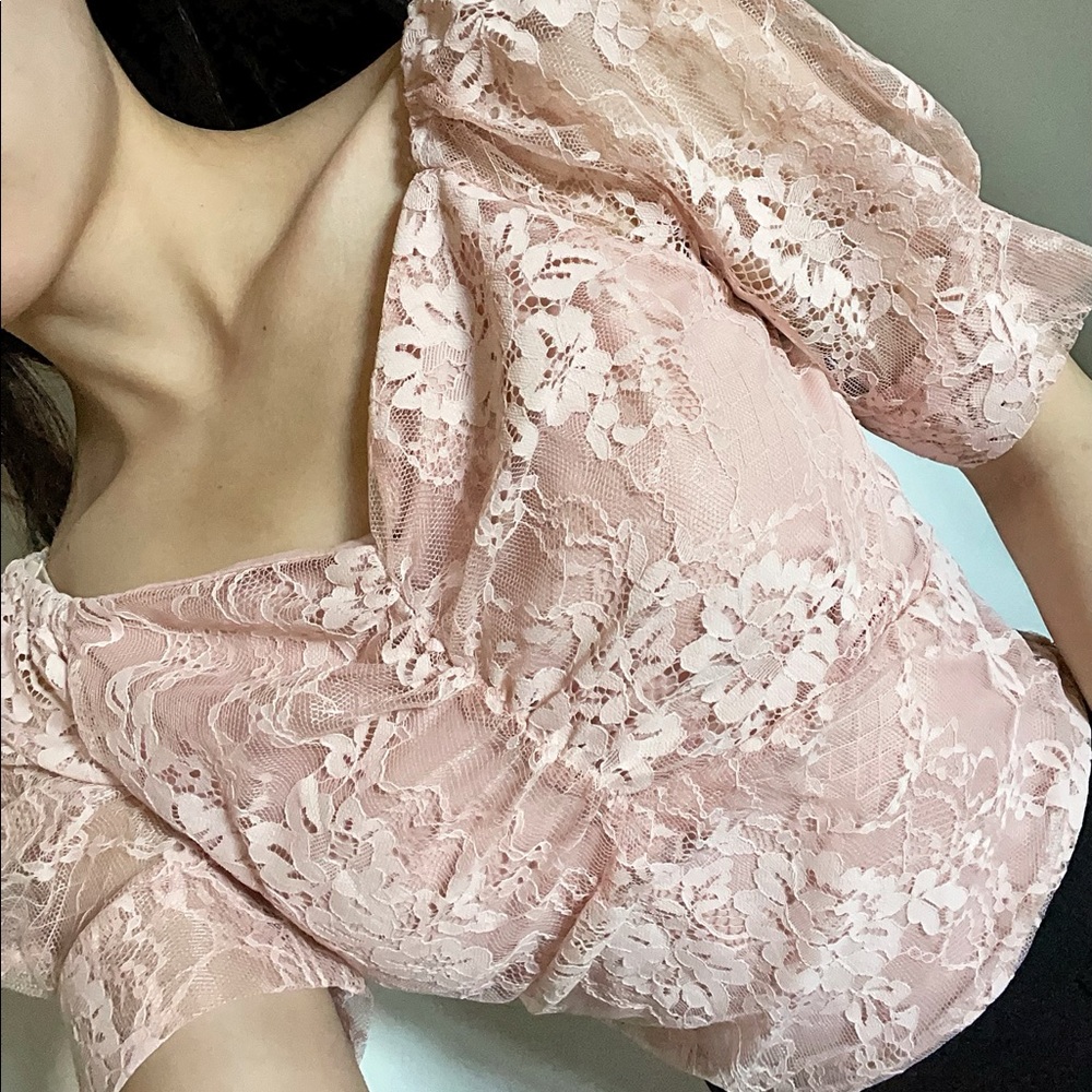 Lace Baby Flower Pink Top Crop Top Short Top